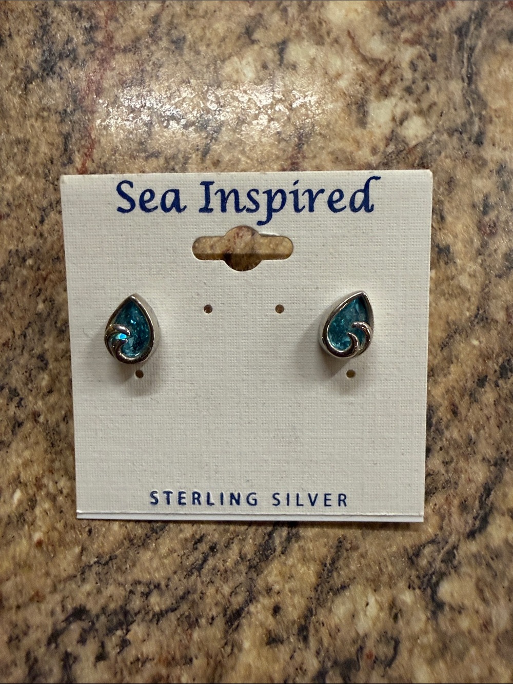 Sterling Silver Teardrop sea inspired Stud Earrings